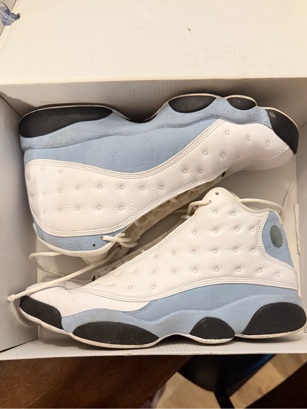 Jordan Kids High-Top Sneakers in White and Light Blue